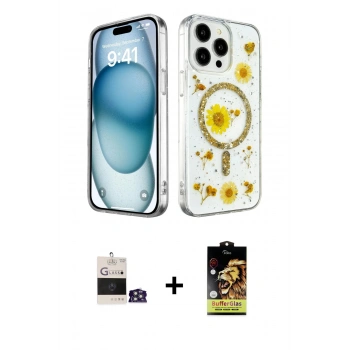 MARSİLYAN™- iPhone 14 Pro Max Kılıf Kozmos Doku - Siyah Buffer Cam Ekran Koruyucu + Bilvis Titan Kamera Lens - GS