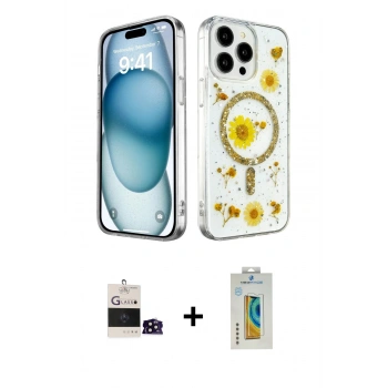 MARSİLYAN™- iPhone 14 Pro Max Kılıf Kozmos Doku - Siyah Polymer Nano Ekran Koruyucu + Bilvis Titan Kamera Lens - SH