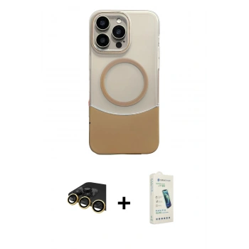 MARSİLYAN™- iPhone 14 Pro Max Kılıf Kozmos Form Özel Seri - Şeffaf Pasifik Cam Ekran Koruyucu + Raze Metal Kamera Lens - GD