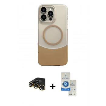 MARSİLYAN™- iPhone 14 Pro Max Kılıf Kozmos Form Özel Seri - Şeffaf Royal Nano Ekran Koruyucu + Raze Metal Kamera Lens - GD
