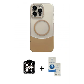 MARSİLYAN™- iPhone 14 Pro Max Kılıf Kozmos Form Özel Seri - Şeffaf Royal Nano Ekran Koruyucu + PVD Metal Kamera Lens - TU