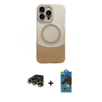 MARSİLYAN™- iPhone 14 Pro Max Kılıf Kozmos Form Özel Seri - Siyah 18D Cam Ekran Koruyucu + Raze Metal Kamera Lens - GD