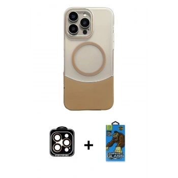 MARSİLYAN™- iPhone 14 Pro Max Kılıf Kozmos Form Özel Seri - Siyah 18D Cam Ekran Koruyucu + PVD Metal Kamera Lens - TU