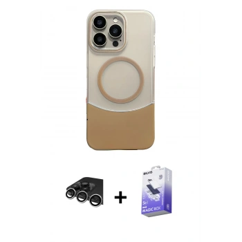 MARSİLYAN™- iPhone 14 Pro Max Kılıf Kozmos Form Özel Seri - Siyah Bilvis 5in1 5D Magic Hayalet Cam Ekran Koruyucu + Raze Metal Kamera Lens - GS