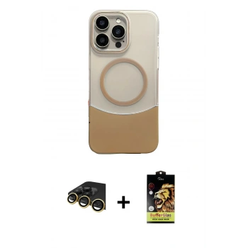 MARSİLYAN™- iPhone 14 Pro Max Kılıf Kozmos Form Özel Seri - Siyah Buffer Cam Ekran Koruyucu + Raze Metal Kamera Lens - GD