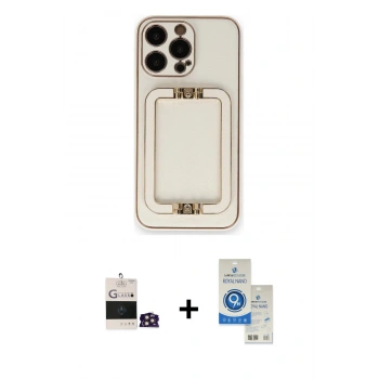 MARSİLYAN™- iPhone 14 Pro Max Kılıf Kozmos Minimal Prime - Şeffaf Royal Nano Ekran Koruyucu + Bilvis Titan Kamera Lens - GD