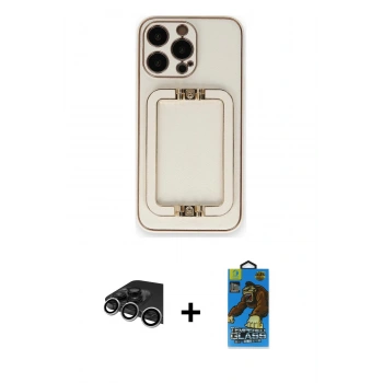 MARSİLYAN™- iPhone 14 Pro Max Kılıf Kozmos Minimal Prime - Siyah 18D Cam Ekran Koruyucu + Raze Metal Kamera Lens - GS