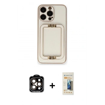 MARSİLYAN™- iPhone 14 Pro Max Kılıf Kozmos Minimal Prime - Siyah 6D Mat Seramik Hayalet Nano Ekran Koruyucu + PVD Metal Kamera Lens - TU