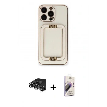 MARSİLYAN™- iPhone 14 Pro Max Kılıf Kozmos Minimal Prime - Siyah Bilvis 3D Mat Cam Ekran Koruyucu + Raze Metal Kamera Lens - GS