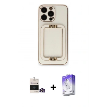 MARSİLYAN™- iPhone 14 Pro Max Kılıf Kozmos Minimal Prime - Siyah Bilvis 5in1 3D Magic Cam Ekran Koruyucu + Bilvis Titan Kamera Lens - GD