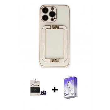 MARSİLYAN™- iPhone 14 Pro Max Kılıf Kozmos Minimal Prime - Siyah Bilvis 5in1 3D Magic Cam Ekran Koruyucu + Bilvis Titan Kamera Lens - SH
