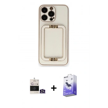 MARSİLYAN™- iPhone 14 Pro Max Kılıf Kozmos Minimal Prime - Siyah Bilvis 5in1 5D Magic Hayalet Cam Ekran Koruyucu + Bilvis Titan Kamera Lens - GS