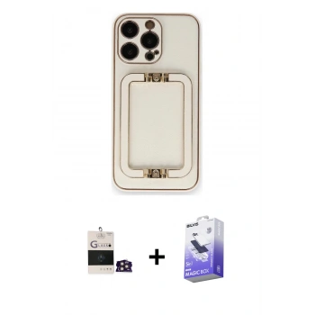 MARSİLYAN™- iPhone 14 Pro Max Kılıf Kozmos Minimal Prime - Siyah Bilvis 5in1 5D Magic Hayalet Cam Ekran Koruyucu + Bilvis Titan Kamera Lens - GD