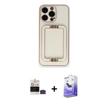 MARSİLYAN™- iPhone 14 Pro Max Kılıf Kozmos Minimal Prime - Siyah Bilvis 5in1 5D Magic Hayalet Cam Ekran Koruyucu + Bilvis Titan Kamera Lens - DNMR