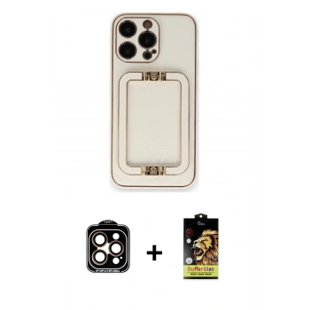 MARSİLYAN™- iPhone 14 Pro Max Kılıf Kozmos Minimal Prime - Siyah Buffer Cam Ekran Koruyucu + PVD Metal Kamera Lens - TU