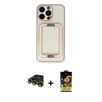 MARSİLYAN™- iPhone 14 Pro Max Kılıf Kozmos Minimal Prime - Siyah Buffer Cam Ekran Koruyucu + Raze Metal Kamera Lens - GD