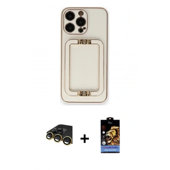 MARSİLYAN™- iPhone 14 Pro Max Kılıf Kozmos Minimal Prime - Siyah Buffer Hayalet Cam Ekran Koruyucu + Raze Metal Kamera Lens - GD