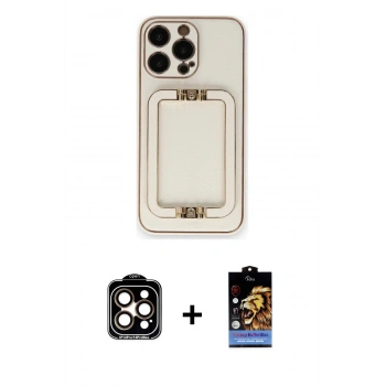 MARSİLYAN™- iPhone 14 Pro Max Kılıf Kozmos Minimal Prime - Siyah Buffer Hayalet Cam Ekran Koruyucu + PVD Metal Kamera Lens - TU