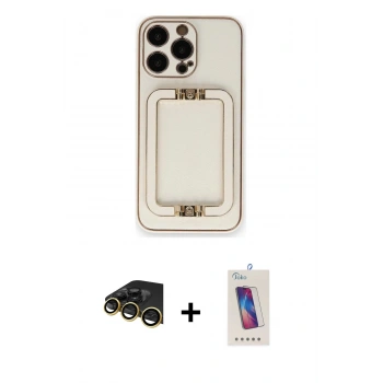 MARSİLYAN™- iPhone 14 Pro Max Kılıf Kozmos Minimal Prime - Siyah Joko 5D Cam + Raze Metal Kamera Lens - GD