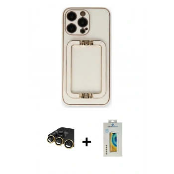 MARSİLYAN™- iPhone 14 Pro Max Kılıf Kozmos Minimal Prime - Siyah Polymer Nano Ekran Koruyucu + Raze Metal Kamera Lens - GD
