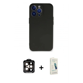 MARSİLYAN™- iPhone 14 Pro Max Kılıf Kozmos Yansıma Özel Seri - Şeffaf Pasifik Cam Ekran Koruyucu + PVD Metal Kamera Lens - TU