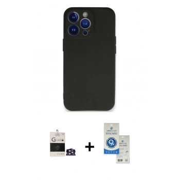 MARSİLYAN™- iPhone 14 Pro Max Kılıf Kozmos Yansıma Özel Seri - Şeffaf Royal Nano Ekran Koruyucu + Bilvis Titan Kamera Lens - GS