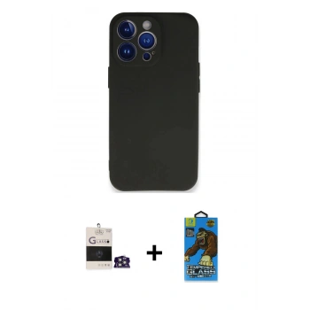 MARSİLYAN™- iPhone 14 Pro Max Kılıf Kozmos Yansıma Özel Seri - Siyah 18D Cam Ekran Koruyucu + Bilvis Titan Kamera Lens - GS