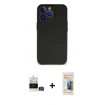 MARSİLYAN™- iPhone 14 Pro Max Kılıf Kozmos Yansıma Özel Seri - Siyah 6D Mat Seramik Hayalet Nano Ekran Koruyucu + Bilvis Titan Kamera Lens - GD