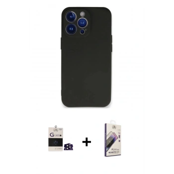 MARSİLYAN™- iPhone 14 Pro Max Kılıf Kozmos Yansıma Özel Seri - Siyah Bilvis 3D Mat Cam Ekran Koruyucu + Bilvis Titan Kamera Lens - DNMR