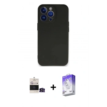 MARSİLYAN™- iPhone 14 Pro Max Kılıf Kozmos Yansıma Özel Seri - Siyah Bilvis 5in1 3D Magic Cam Ekran Koruyucu + Bilvis Titan Kamera Lens - SH
