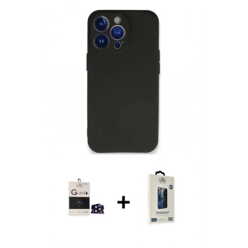 MARSİLYAN™- iPhone 14 Pro Max Kılıf Kozmos Yansıma Özel Seri - Siyah Bilvis Hayalet Cam Ekran Koruyucu + Bilvis Titan Kamera Lens - SH