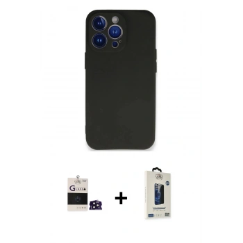 MARSİLYAN™- iPhone 14 Pro Max Kılıf Kozmos Yansıma Özel Seri - Siyah Bilvis Hayalet Cam Ekran Koruyucu + Bilvis Titan Kamera Lens - DNMR