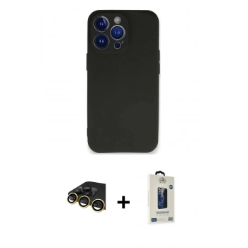 MARSİLYAN™- iPhone 14 Pro Max Kılıf Kozmos Yansıma Özel Seri - Siyah Bilvis Hayalet Cam Ekran Koruyucu + Raze Metal Kamera Lens - GD