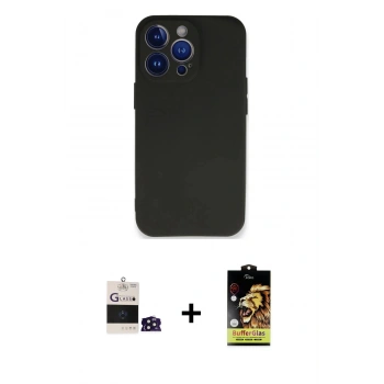 MARSİLYAN™- iPhone 14 Pro Max Kılıf Kozmos Yansıma Özel Seri - Siyah Buffer Cam Ekran Koruyucu + Bilvis Titan Kamera Lens - DNMR