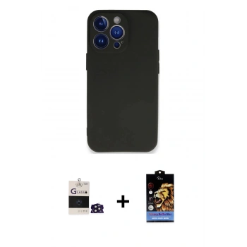 MARSİLYAN™- iPhone 14 Pro Max Kılıf Kozmos Yansıma Özel Seri - Siyah Buffer Hayalet Cam Ekran Koruyucu + Bilvis Titan Kamera Lens - DNMR