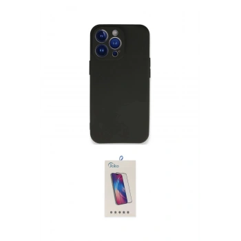 MARSİLYAN™- iPhone 14 Pro Max Kılıf Kozmos Yansıma Özel Seri - Siyah Joko 5D Cam