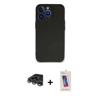 MARSİLYAN™- iPhone 14 Pro Max Kılıf Kozmos Yansıma Özel Seri - Siyah Joko 5D Cam + Raze Metal Kamera Lens - GS