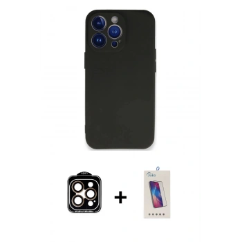 MARSİLYAN™- iPhone 14 Pro Max Kılıf Kozmos Yansıma Özel Seri - Siyah Joko 5D Cam + PVD Metal Kamera Lens - TU