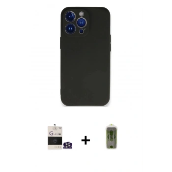 MARSİLYAN™- iPhone 14 Pro Max Kılıf Kozmos Yansıma Özel Seri - Siyah Joko Magic 5D Hayalet Cam + Bilvis Titan Kamera Lens - GS