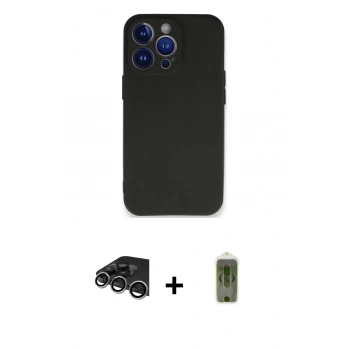 MARSİLYAN™- iPhone 14 Pro Max Kılıf Kozmos Yansıma Özel Seri - Siyah Joko Magic 5D Hayalet Cam + Raze Metal Kamera Lens - GS