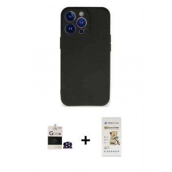 MARSİLYAN™- iPhone 14 Pro Max Kılıf Kozmos Yansıma Özel Seri - Siyah Mat Seramik Nano Ekran Koruyucu + Bilvis Titan Kamera Lens - DNMR