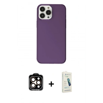 MARSİLYAN™- iPhone 14 Pro Max Kılıf Kutup Doku Koleksiyonu - Şeffaf Pasifik Cam Ekran Koruyucu + PVD Metal Kamera Lens - TU