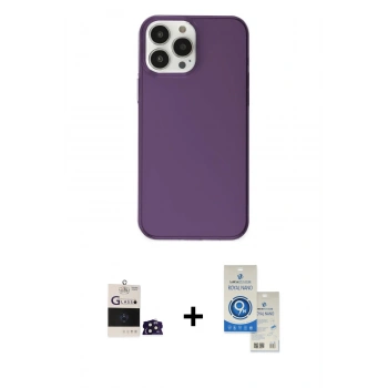 MARSİLYAN™- iPhone 14 Pro Max Kılıf Kutup Doku Koleksiyonu - Şeffaf Royal Nano Ekran Koruyucu + Bilvis Titan Kamera Lens - DNMR