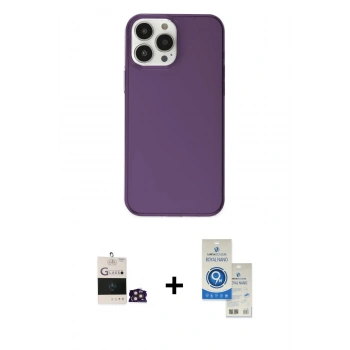 MARSİLYAN™- iPhone 14 Pro Max Kılıf Kutup Doku Koleksiyonu - Şeffaf Royal Nano Ekran Koruyucu + Bilvis Titan Kamera Lens - GD