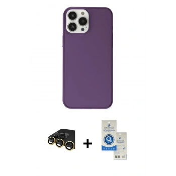 MARSİLYAN™- iPhone 14 Pro Max Kılıf Kutup Doku Koleksiyonu - Şeffaf Royal Nano Ekran Koruyucu + Raze Metal Kamera Lens - GD