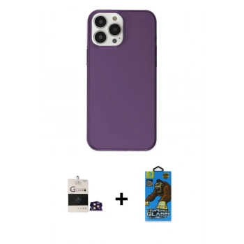 MARSİLYAN™- iPhone 14 Pro Max Kılıf Kutup Doku Koleksiyonu - Siyah 18D Cam Ekran Koruyucu + Bilvis Titan Kamera Lens - GD
