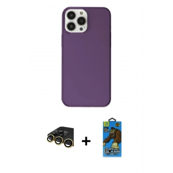 MARSİLYAN™- iPhone 14 Pro Max Kılıf Kutup Doku Koleksiyonu - Siyah 18D Cam Ekran Koruyucu + Raze Metal Kamera Lens - GD