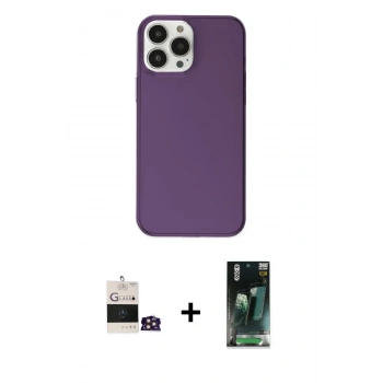 MARSİLYAN™- iPhone 14 Pro Max Kılıf Kutup Doku Koleksiyonu - Siyah 360 Mat Full Body Arka Koruyucu + Bilvis Titan Kamera Lens - GD