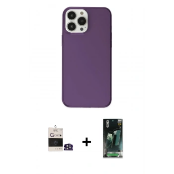MARSİLYAN™- iPhone 14 Pro Max Kılıf Kutup Doku Koleksiyonu - Siyah 360 Mat Full Body Arka Koruyucu + Bilvis Titan Kamera Lens - GS