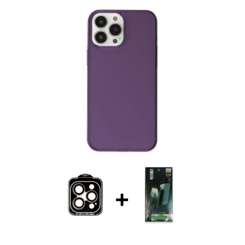 MARSİLYAN™- iPhone 14 Pro Max Kılıf Kutup Doku Koleksiyonu - Siyah 360 Mat Full Body Arka Koruyucu + PVD Metal Kamera Lens - TU
